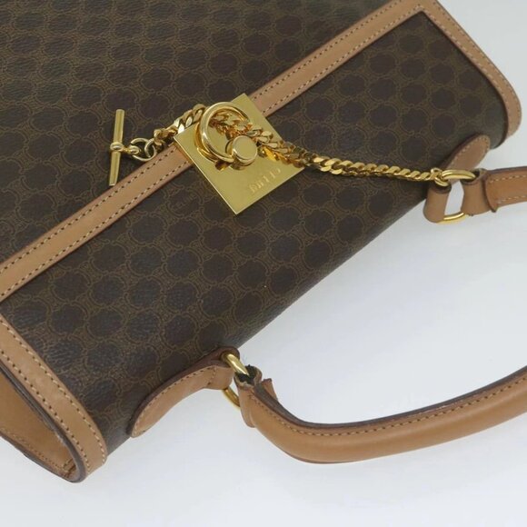 CELINE Macadam Canvas Hand Bag PVC Leather Brown Auth am5411V - Picture 7 of 16